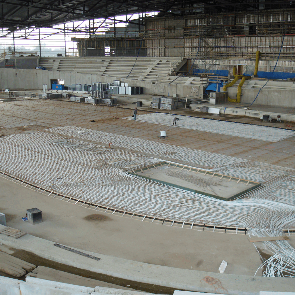 Omnisport Apeldoorn vloerverwarming binnenbaan